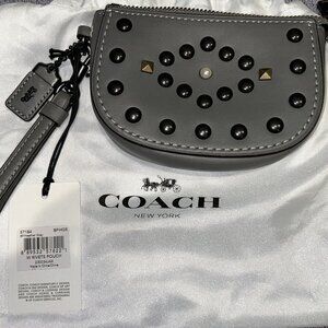 Coach Pouch With Western Rivets Gray 57184 NWT